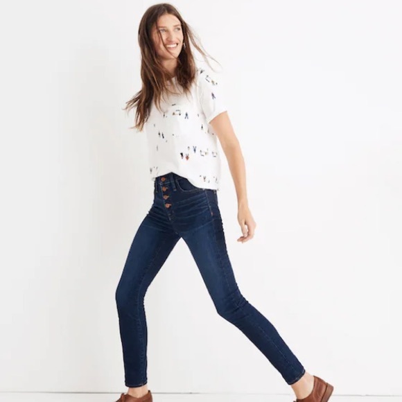 Madewell 31 Tall 9" Mid-Rise Skinny Jeans in Hayes Wash: Button-Front Edition - Picture 7 of 7
